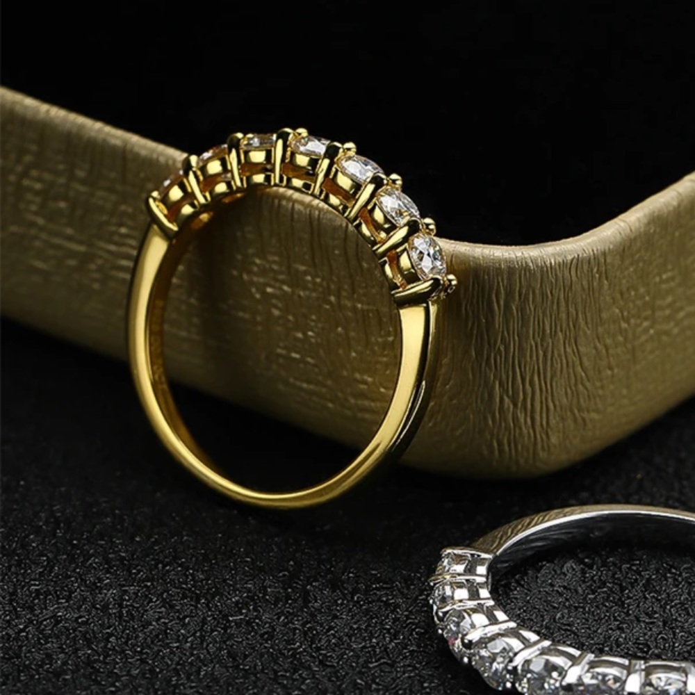 7 Stone Moissanite Gold Ring